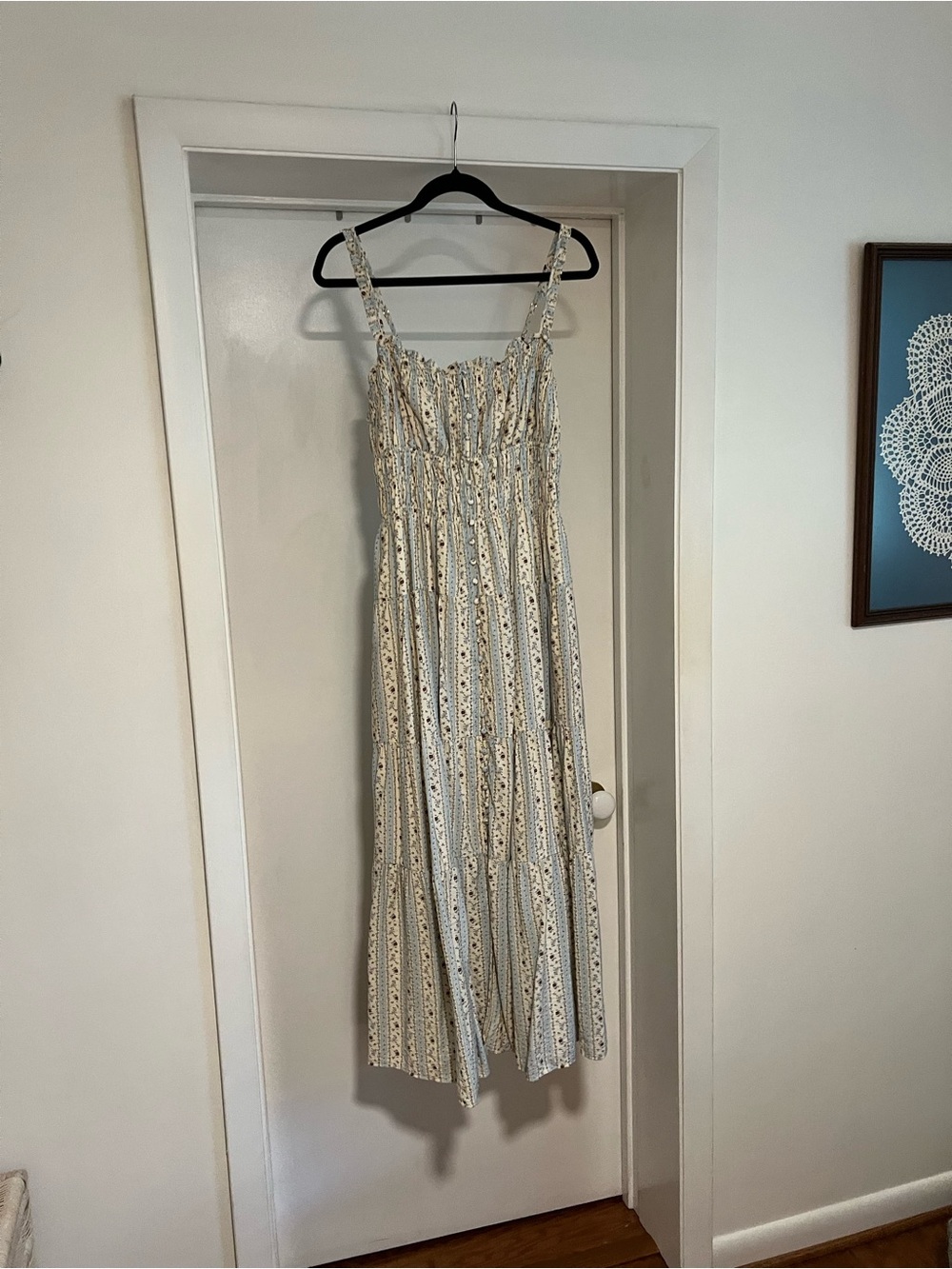 Abercrombie & Fitch Cream Floral Stripe Maxi Dress
